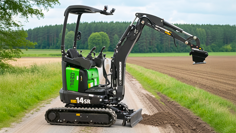 noleggio mini escavatore 14 q OMEF in cantiere forestale ad Alessandria Asti e Genova