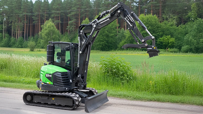 noleggio mini escavatore 55 q OMEF in cantiere forestale ad Alessandria Asti e Genova