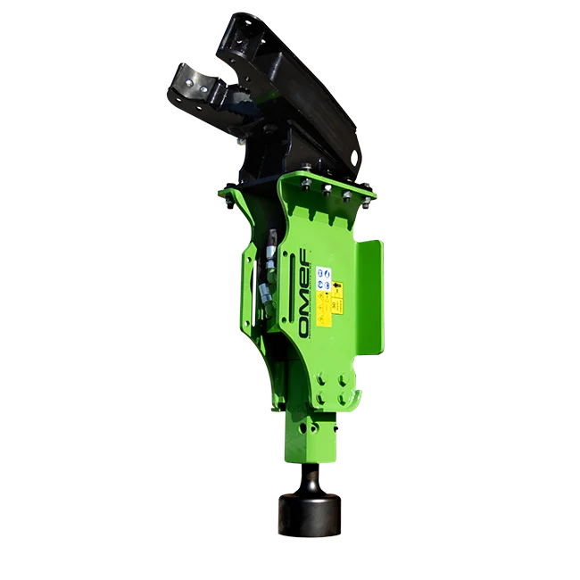 post driver for excavator omef with grapple, still life product photography, transparent background